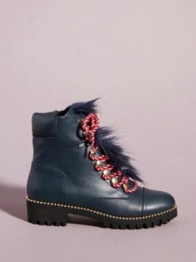 NWOB Cecilia New York Genuine Leather Trekker Boot with Genuine Shearling Trim